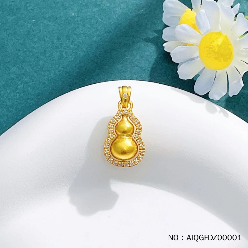 古法镶嵌镂空吊坠可转动葫芦吊坠AIQGFDZ00001