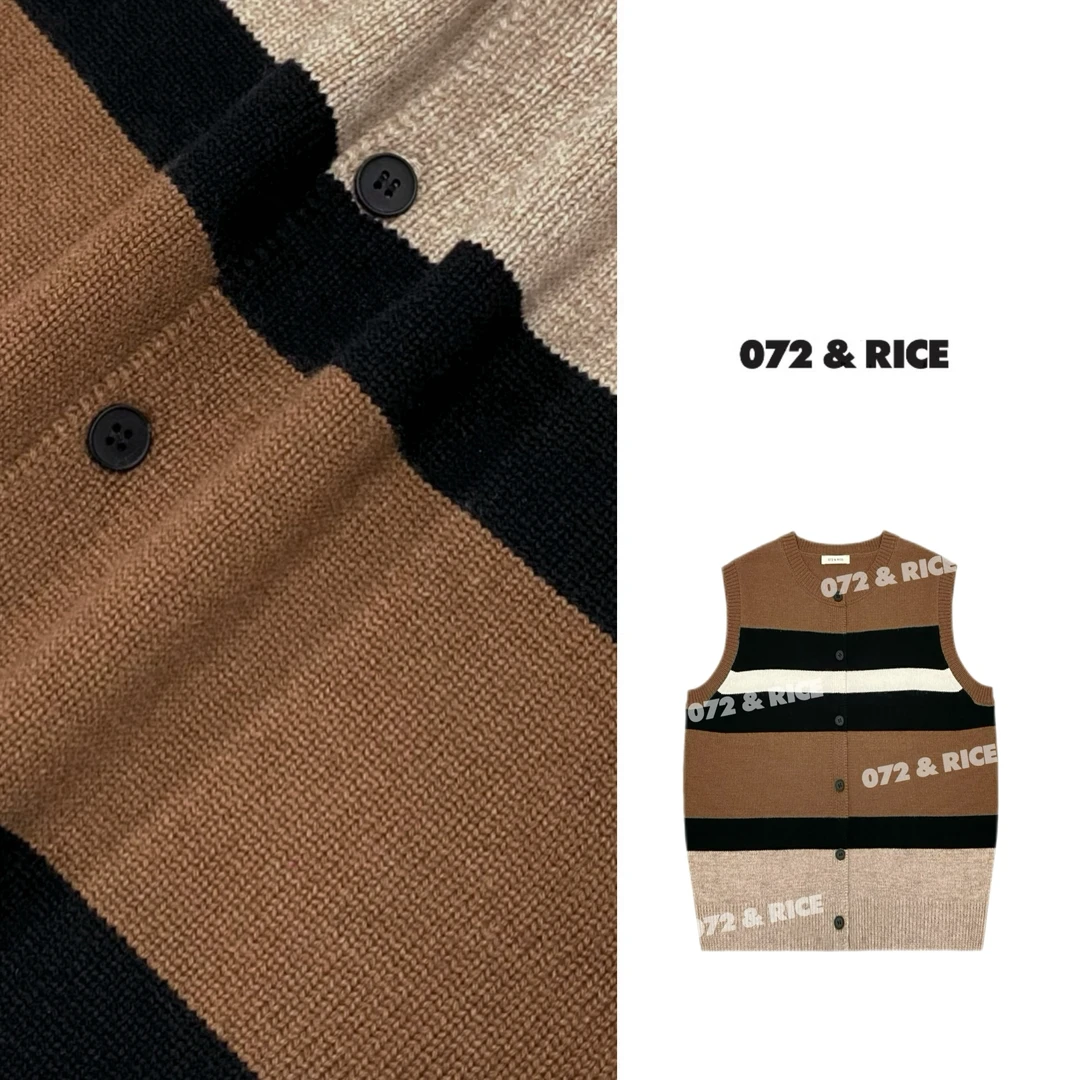 072 & RICE【可可饼干】圆领单排扣无袖针织马甲 31SJ68 618FF