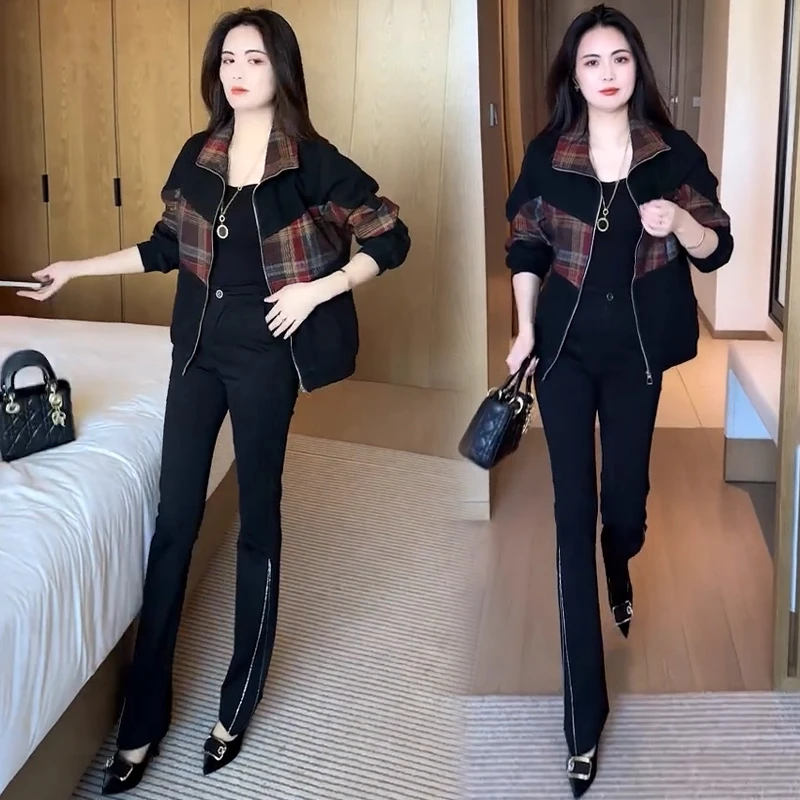 时尚印花短外套女2025秋季新款洋气显瘦小个子百搭休闲夹克上衣潮