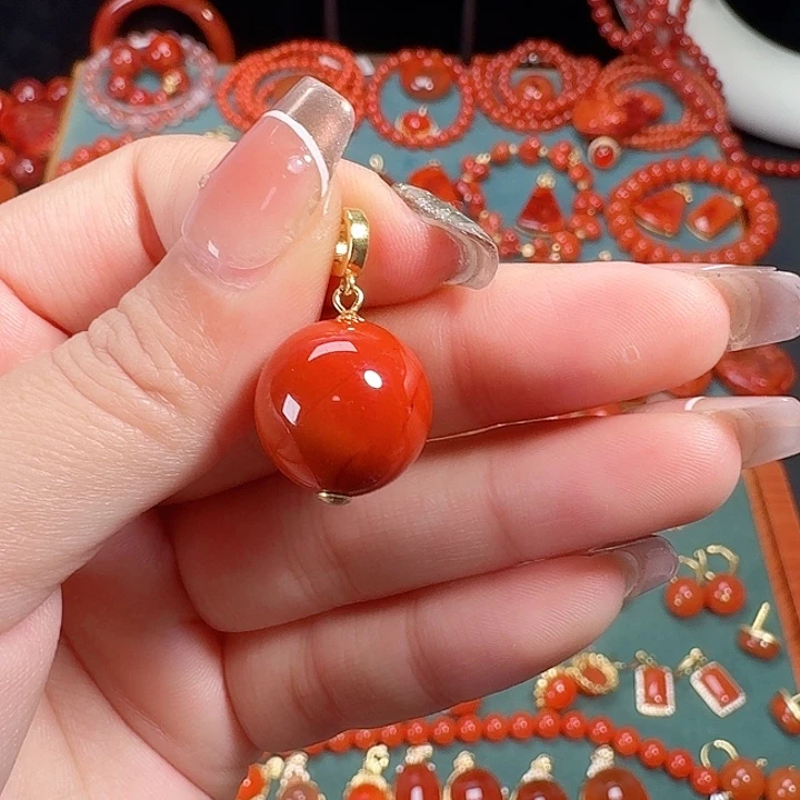 南红玛瑙银S925镶嵌15+