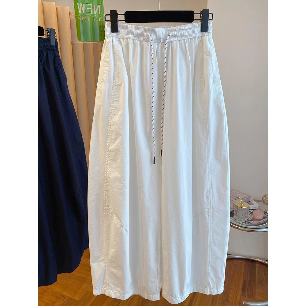 特大码300斤欧货休闲宽松阔腿裤男生夏季直筒工装哈伦九分老爹裤