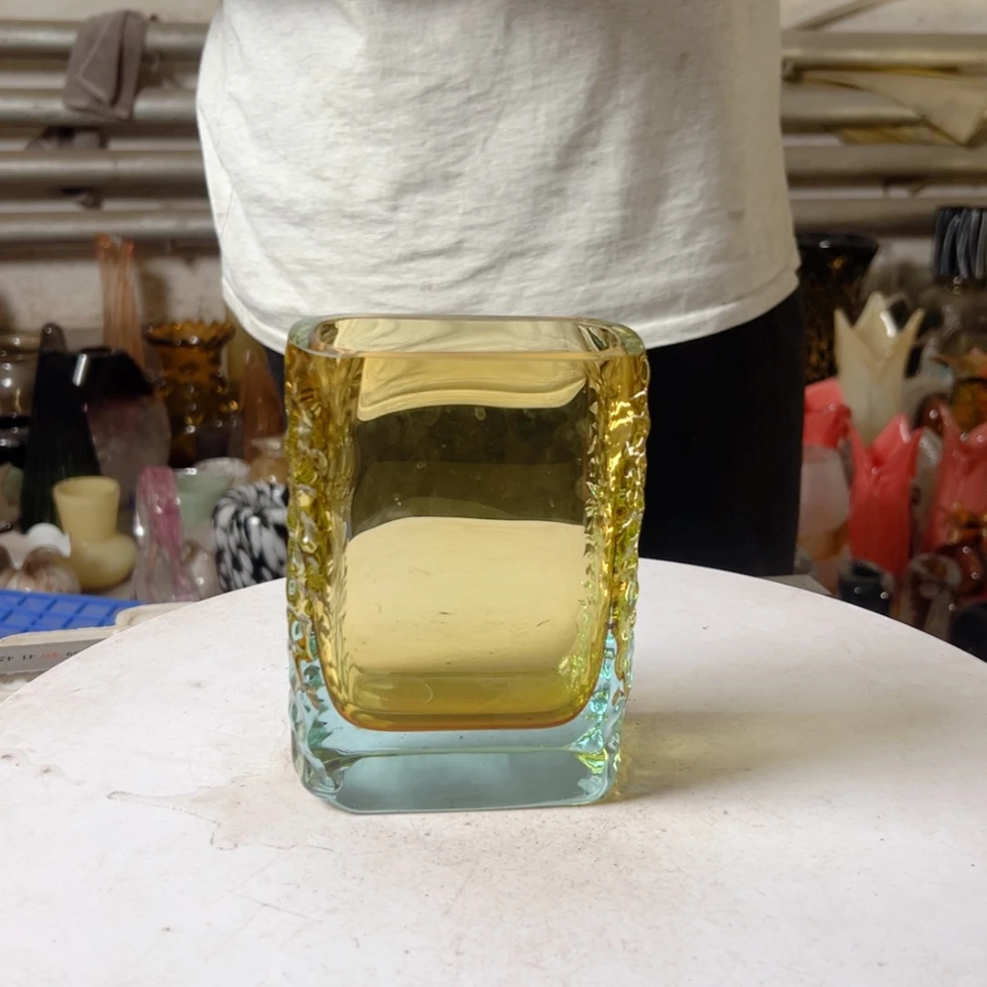 蓝金高度15琉璃花器摆件成品