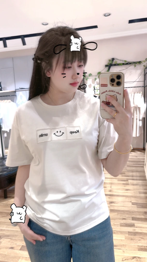 显瘦ins简约圆领时尚夏装T恤半袖免烫处理常规款短袖夏季