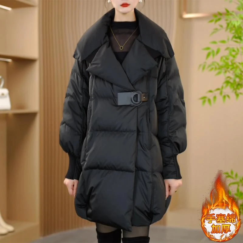 高级感中长款时尚加厚棉服女2024年冬季新款洋气宽松显瘦保暖外套