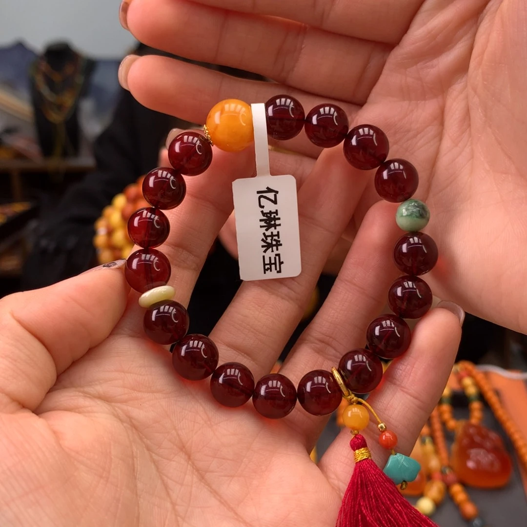 血珀手串未镶嵌天然