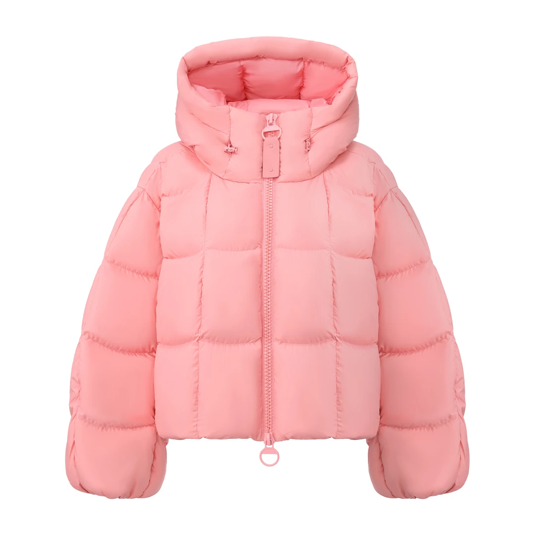 MJ-109云朵感版型厚款拉链长袖连帽保暖短款女款运动潮流立领