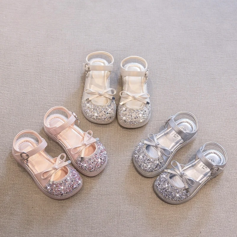 ABC女童凉鞋夏季宝宝公主鞋2025新款夏天水晶鞋儿童洋气包头鞋子
