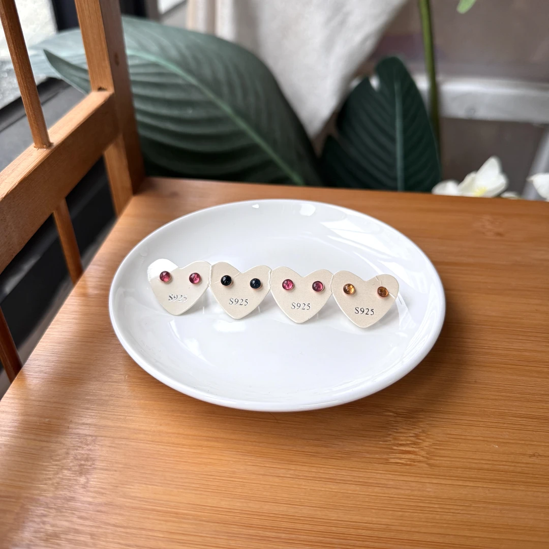 【珠宝厂长】约4mm碧玺S925银耳钉 多样性发一件