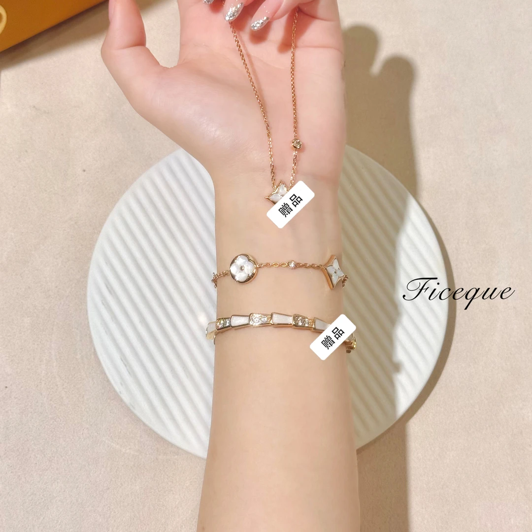 V金 【鱼骨手镯+钻老花手链+老花项链】高奢经典CNC精工z