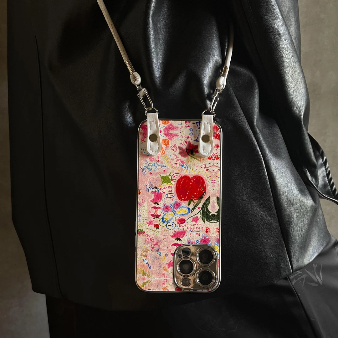 粉伊甸园适用OPPOReno14手机壳13新款12小羊皮11开学10防摔9挂绳
