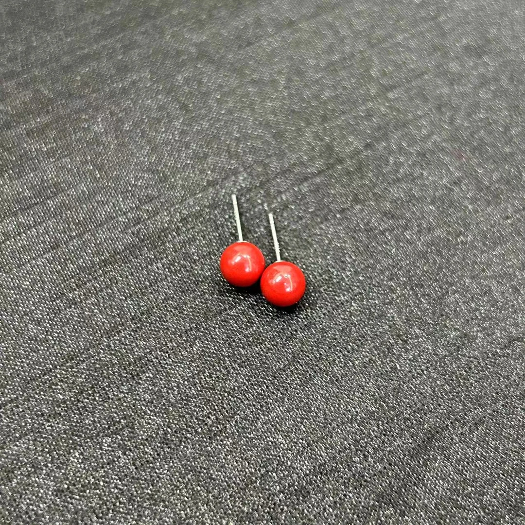 含辰砂工艺品朱砂耳钉6m*（多样性发一件）