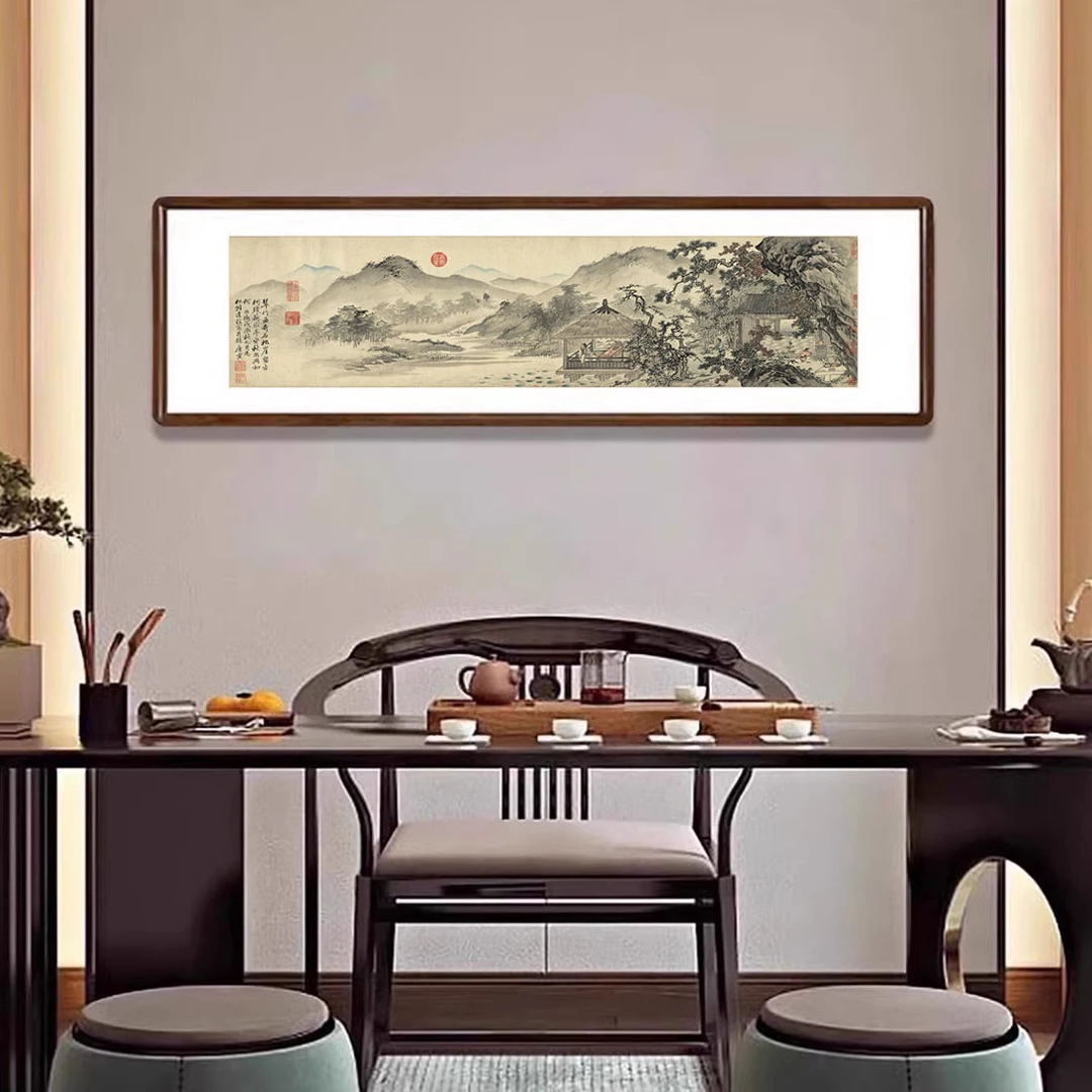 名家山水画新中式客厅沙发背景墙装饰画办公室国画茶室酒店复古画