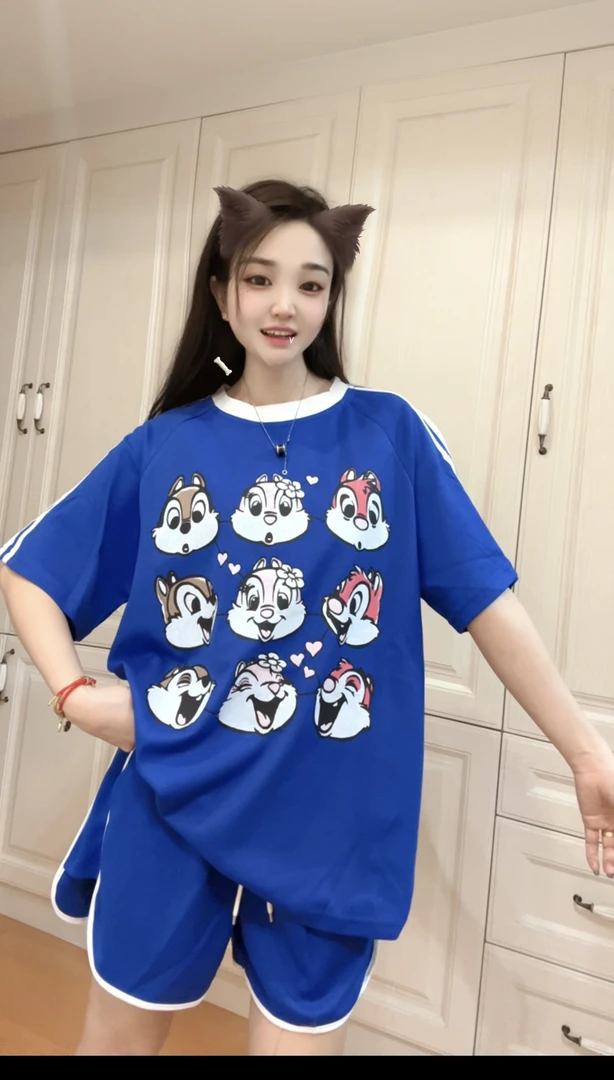 [549.550套装]新款九宫格奇奇蒂蒂套装舒适透气显瘦遮肉宽松休闲