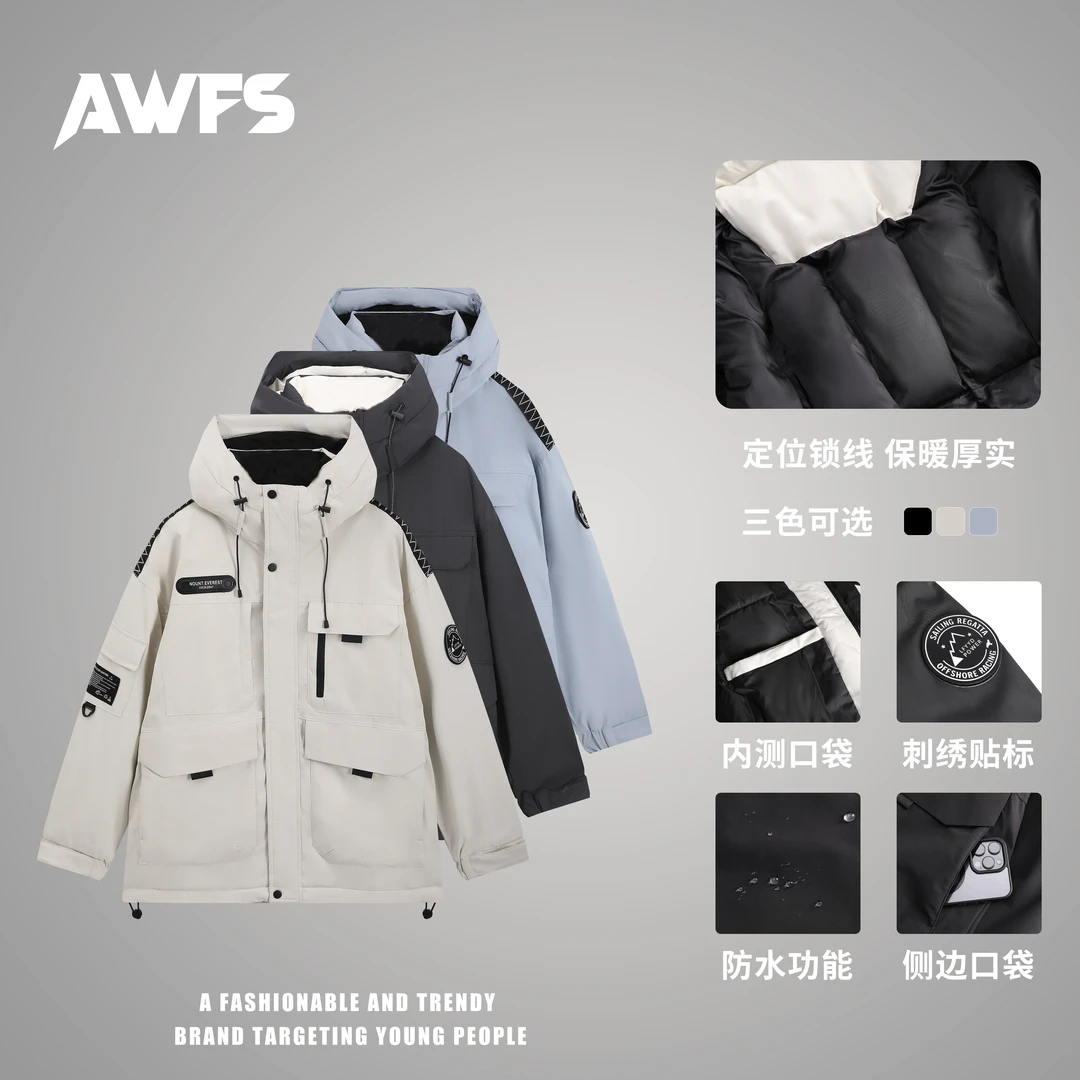 “AW”2025秋冬保暖新穿搭.千xi同款加厚连帽外套宽松冲锋衣Z-81180