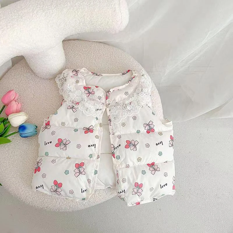 儿童棉马甲新款花边网红宝宝秋冬季保暖外搭背心1-5岁婴幼儿内胆