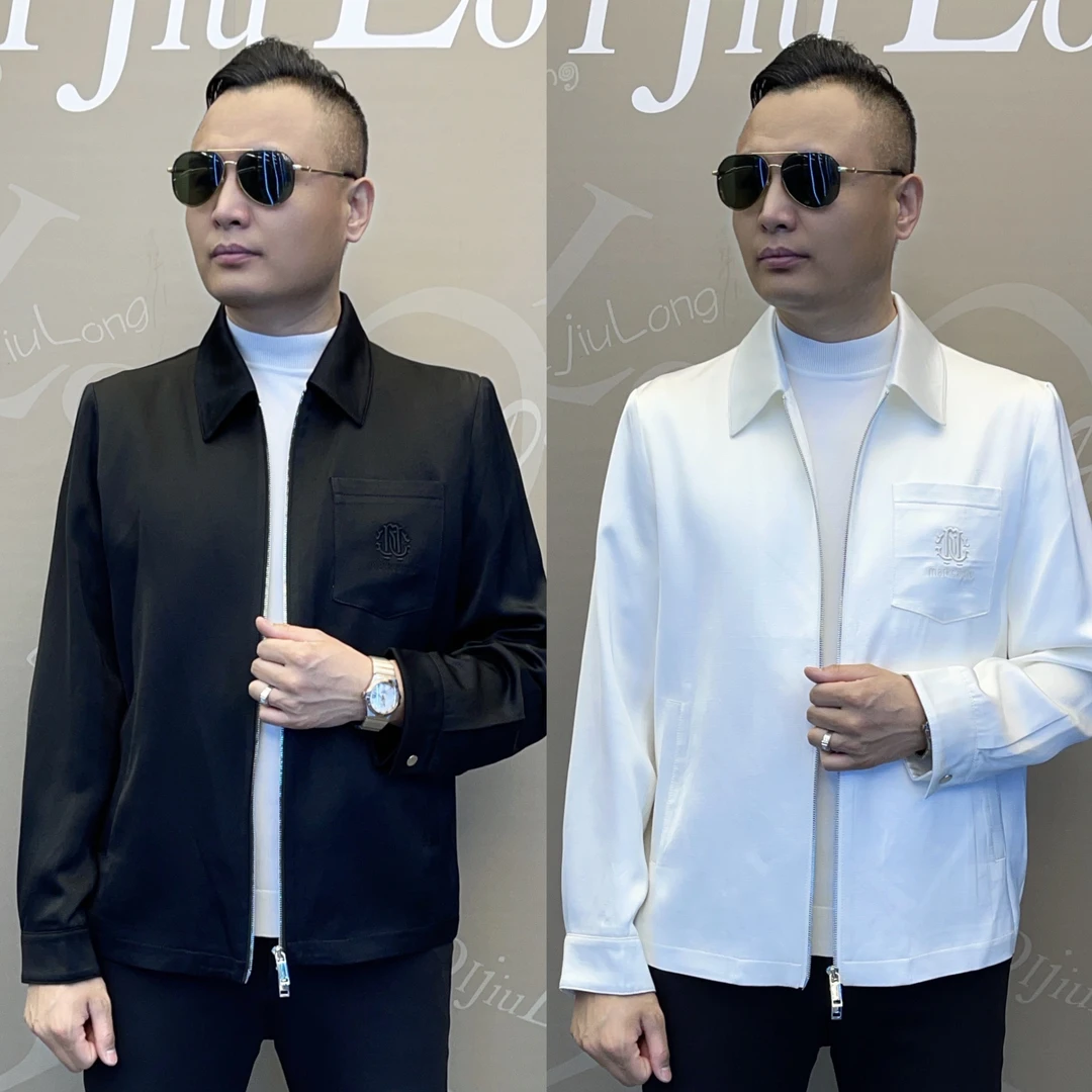 【帝九龙】25年春季新款时尚轻奢醋酸休闲翻领夹克6002