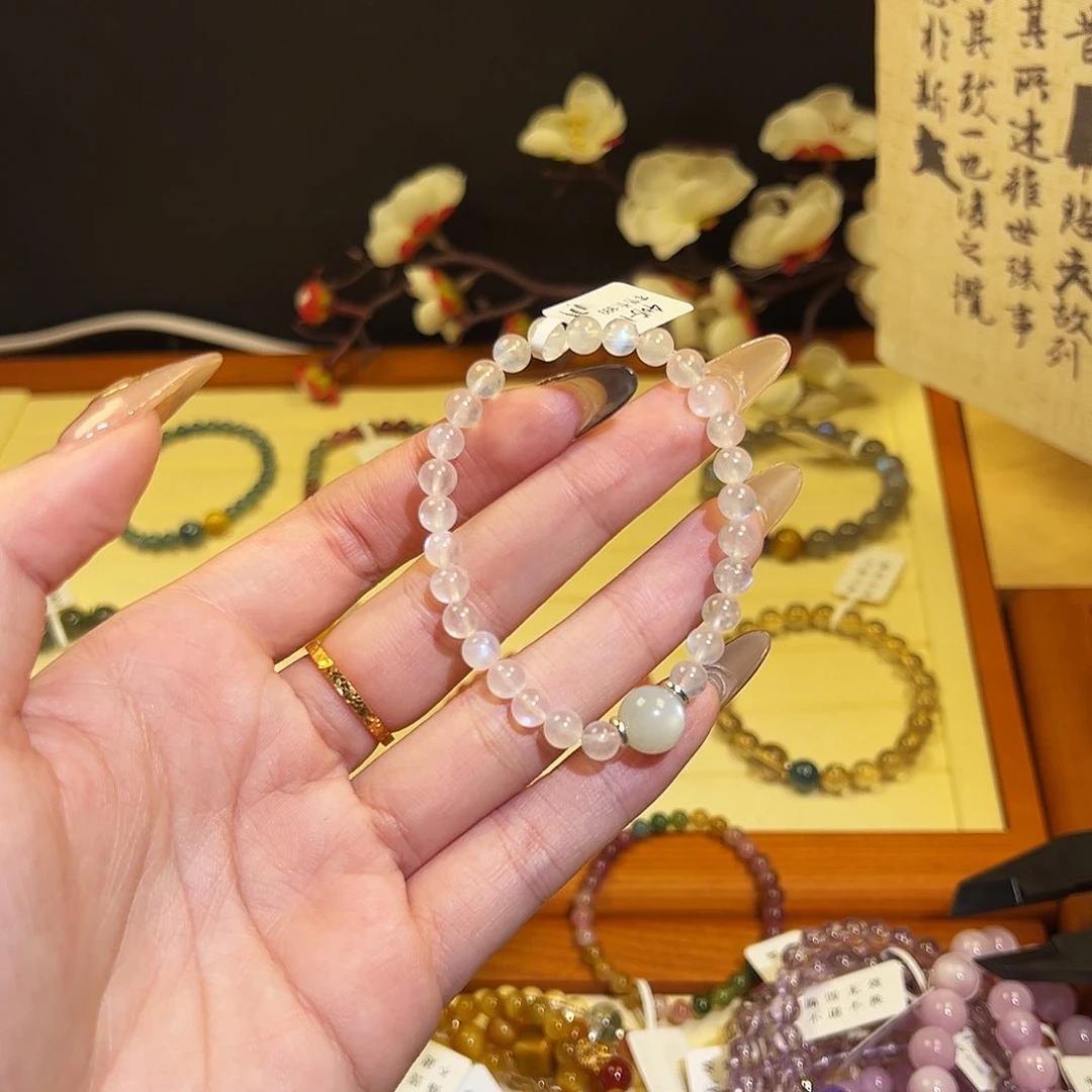 烟晶手链银S925镶嵌-蓝月4015