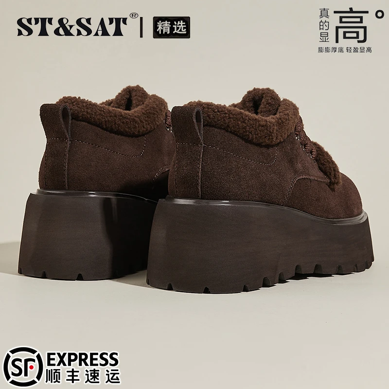 星期六卡皮巴拉真皮勃肯鞋女2025爆款今年流行加绒棉鞋雪地松糕鞋