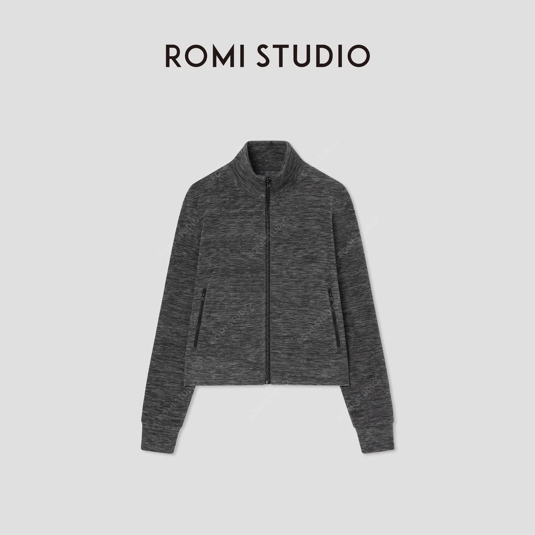 ROMI STUDIO“美式休闲”摇粒绒花纱弹力立领休闲外套 RW24AS90928