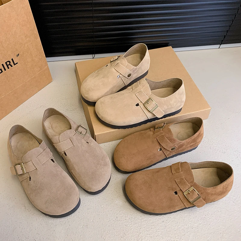 厚底勃肯鞋女鞋秋冬一脚蹬单鞋日系丑萌博肯鞋全包豆豆鞋