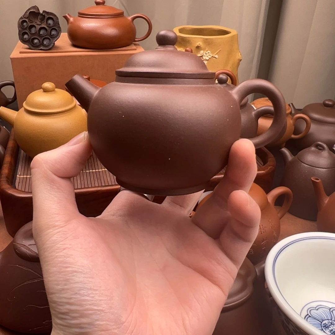 茶壶紫砂开*巨轮 紫泥 130cc