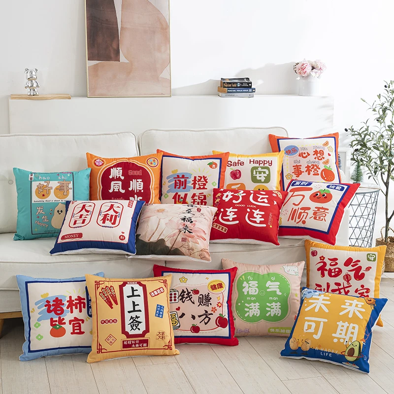 2025新款国潮系列家居百搭行运抱枕随机发货