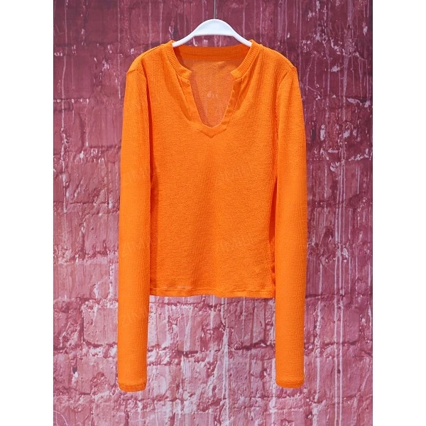 【韩哥女装】夏季爱玛橙深U领时尚休闲爽肤衣9329