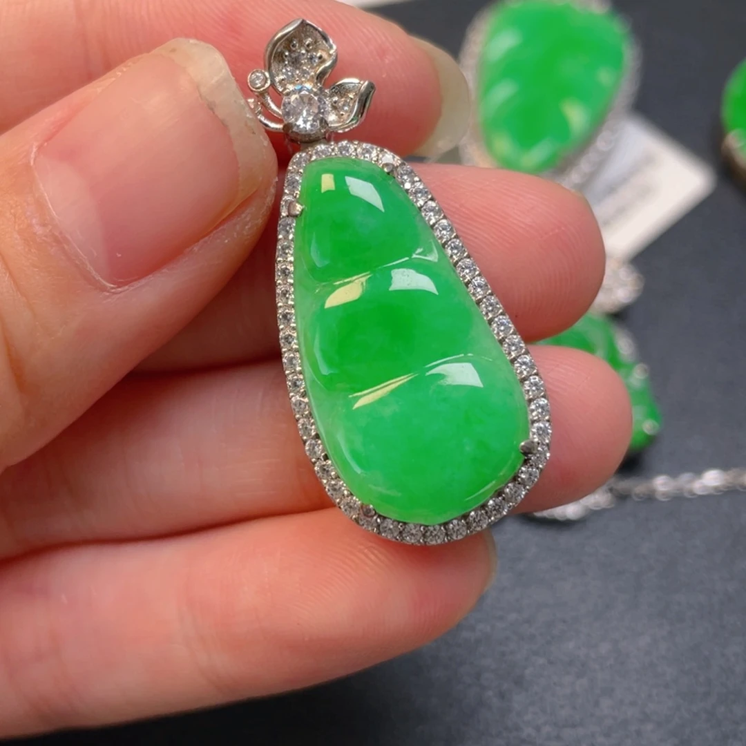 吊坠(不含链)银S925镶嵌翡翠