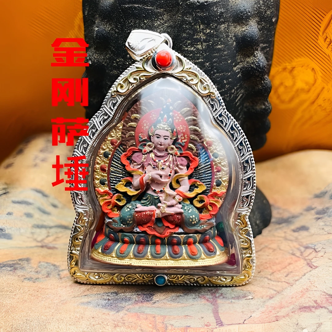 藏文化泥塑(金刚萨埵)擦擦摆件吊坠矿物质颜料纯手工彩绘