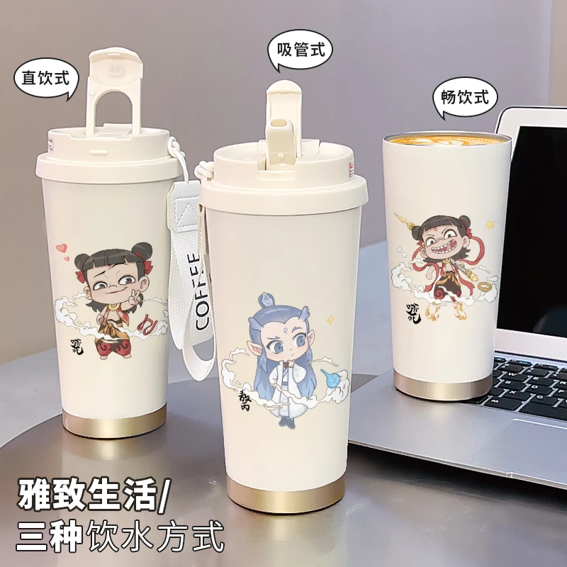 哪吒之魔童闹海周边保温杯大容量便携高颜值不锈钢学生专用水杯