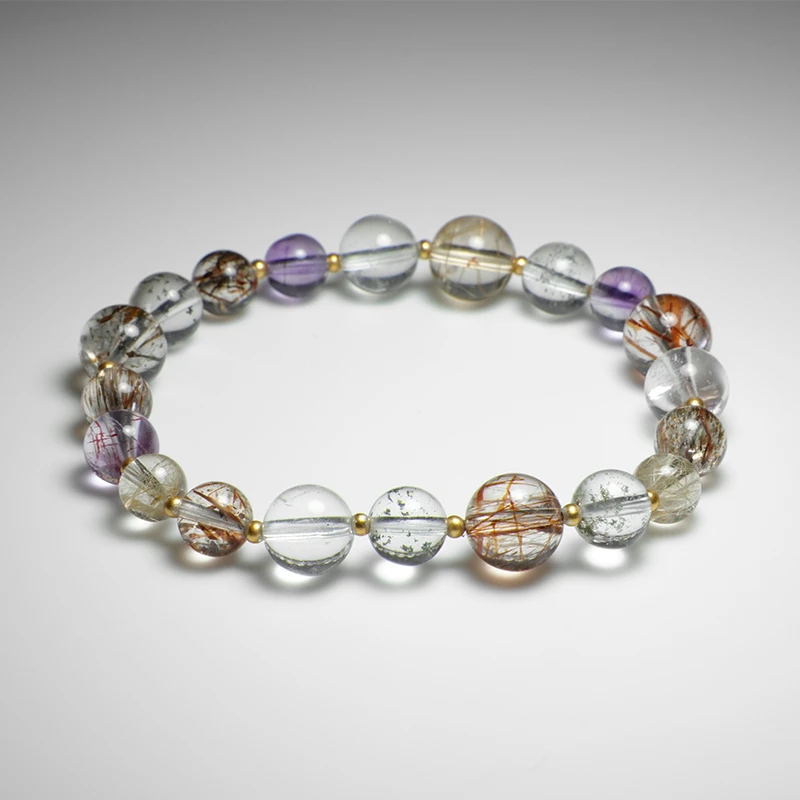 【财喜】大满贯黑金超金发晶绿幽灵百搭薰衣草紫水晶多样性发一