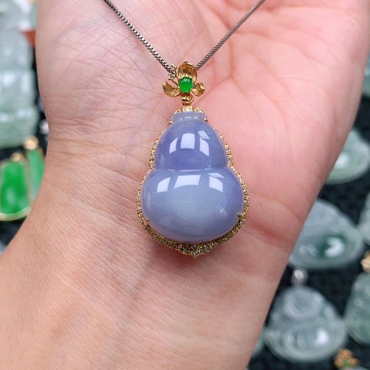 翡翠吊坠(不含链)18K金镶嵌