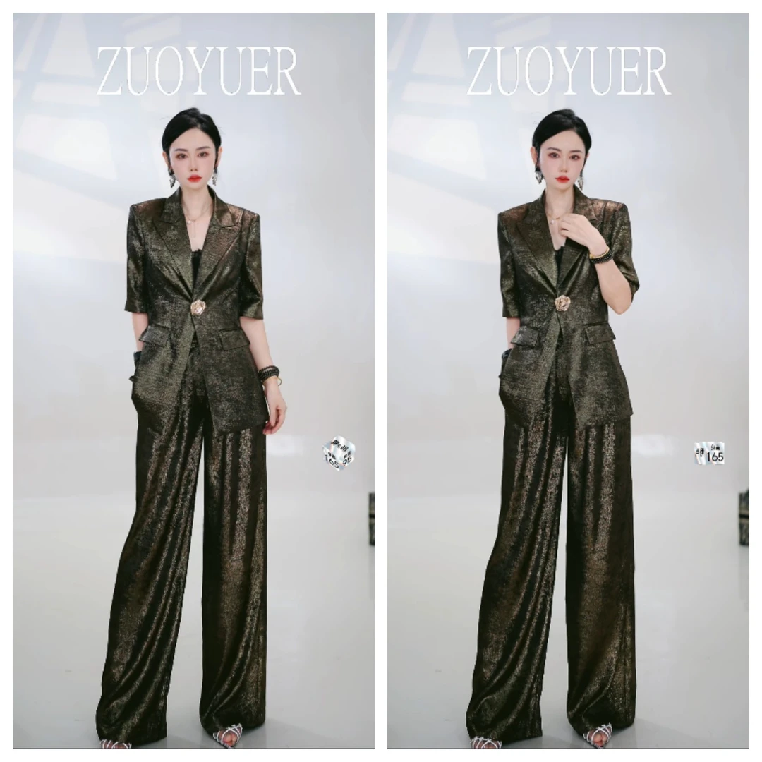 【Z.YE】夏季轻奢黑金配色通勤显瘦女装时尚套装25509