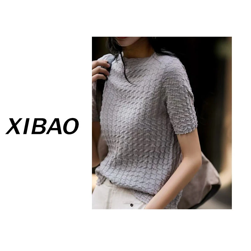 【重工方块移花】120支超细棉麻圆领超薄T恤