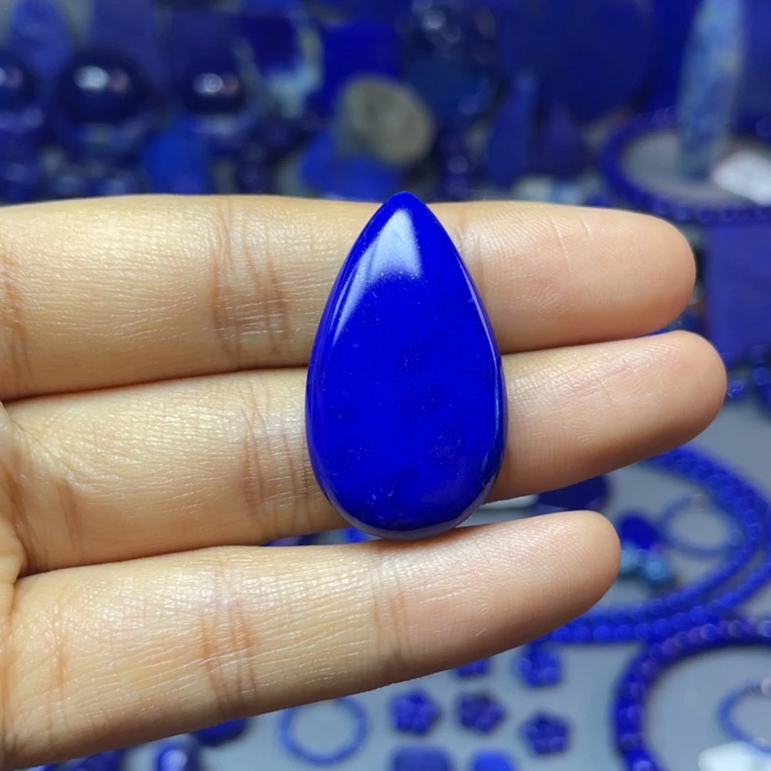 青金石未镶嵌19×33mm裸石水滴蛋面