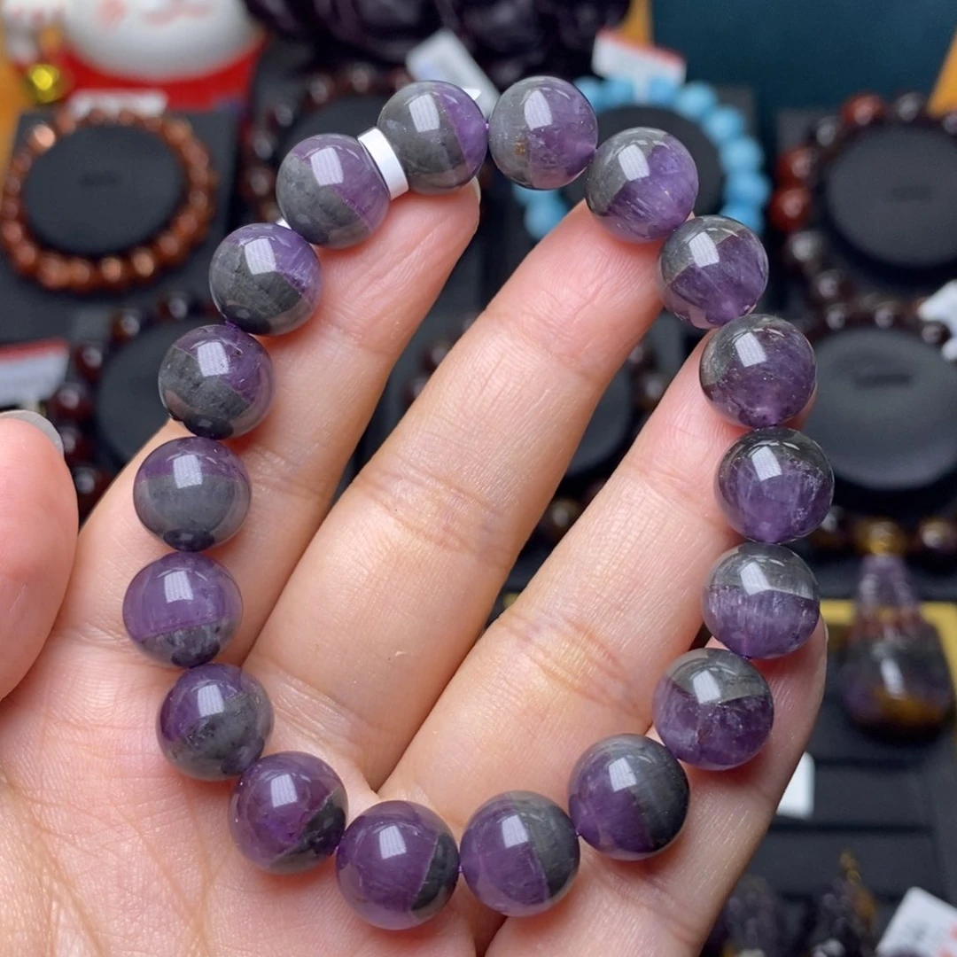 水晶手链未镶嵌紫烟极光单圈10m m