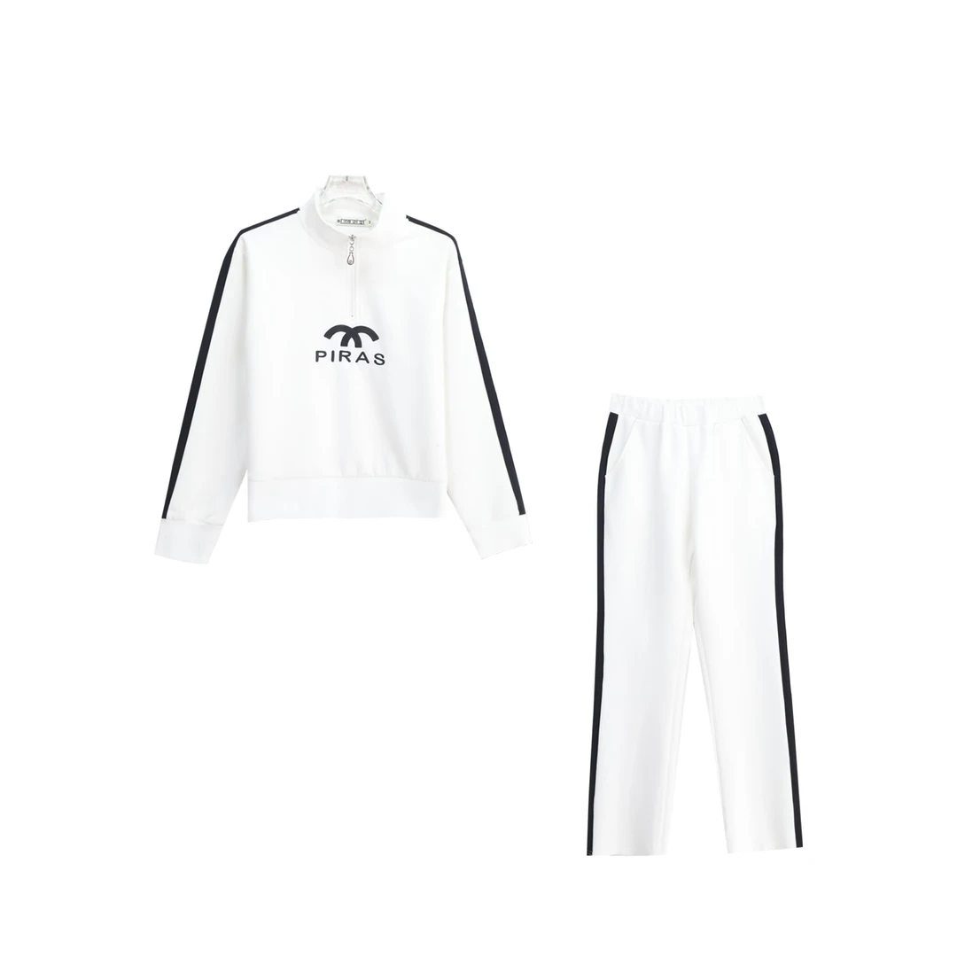 半高领拉链宽松休闲上衣运动长裤套装S3167