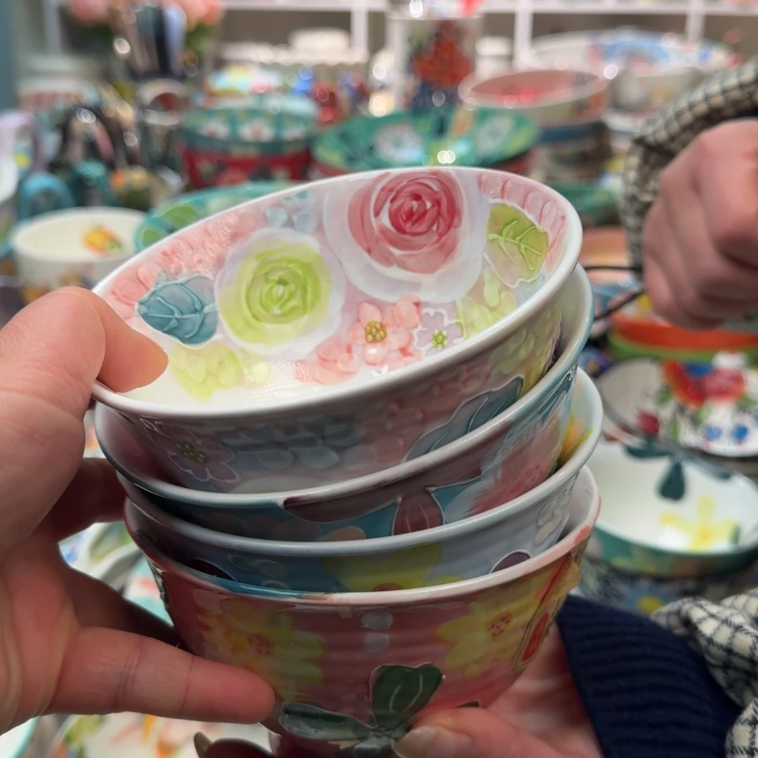 陶瓷濑户烧5英寸抹茶饭碗4只，看图