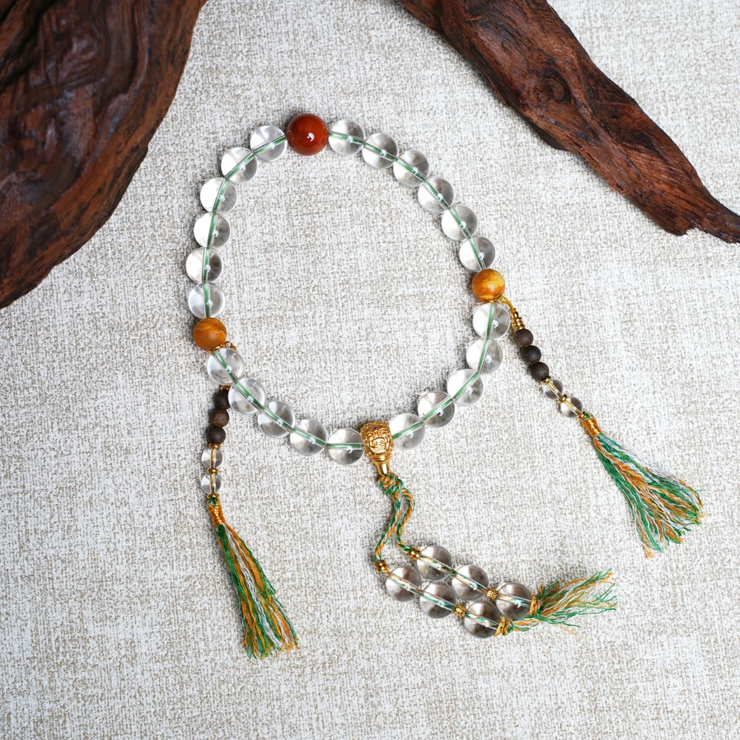 【壹芳珠宝】天然原矿白水晶设计手持10mm