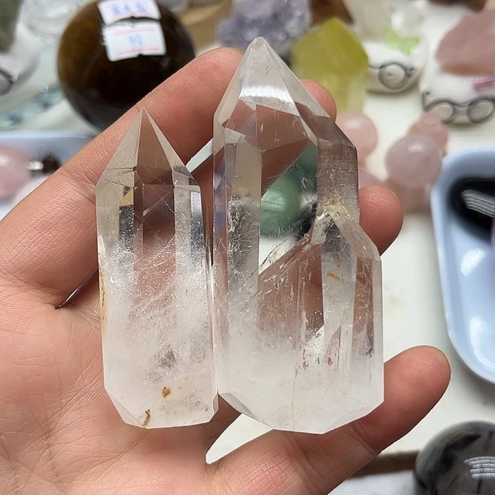 水晶珠宝半成品未镶嵌喵*喵162克白水晶柱 瑕疵