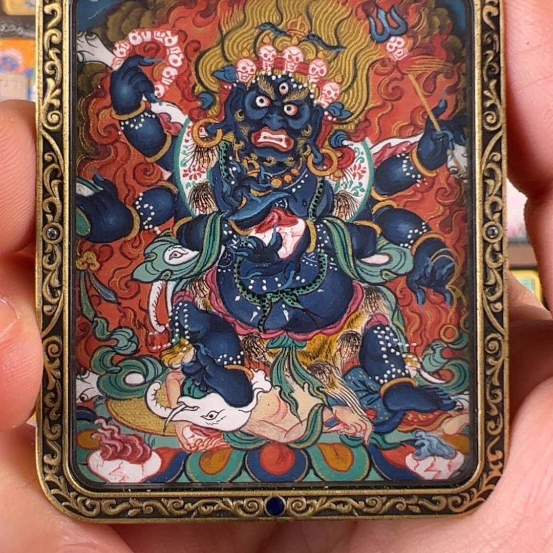 搞****吊坠大黑天唐卡绘画