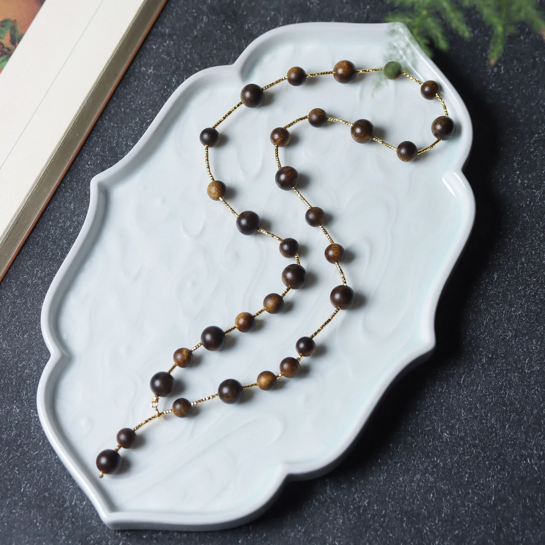 沉香【锦依】紫棋10MM+8MM锁骨链