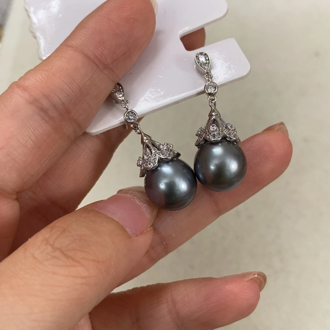 海水珍珠耳饰银S925镶嵌
