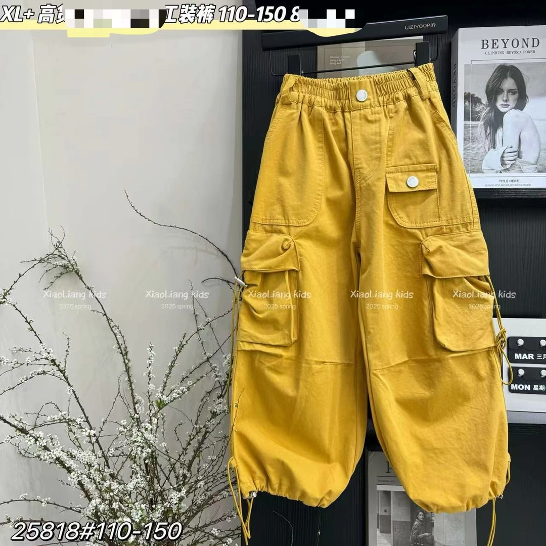 女童工装裤宽松阔腿裤春秋款中大童洋气休闲长裤