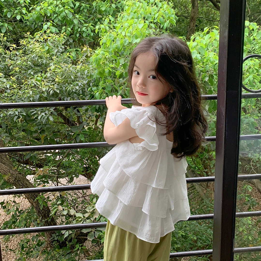 布丁哈鲁【小确幸】夏季新品百搭娃娃衫方领蛋糕摆小衫23XT3069