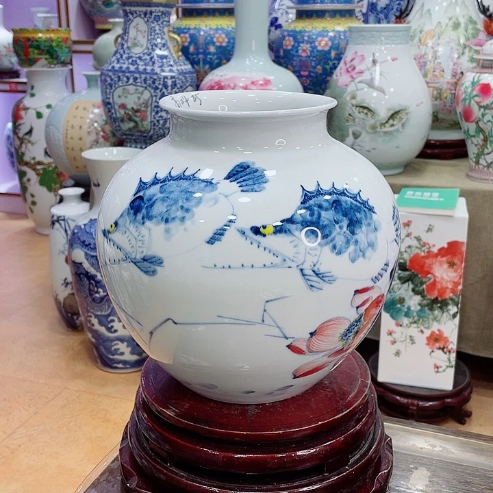 花瓶全手工釉下青花坛子