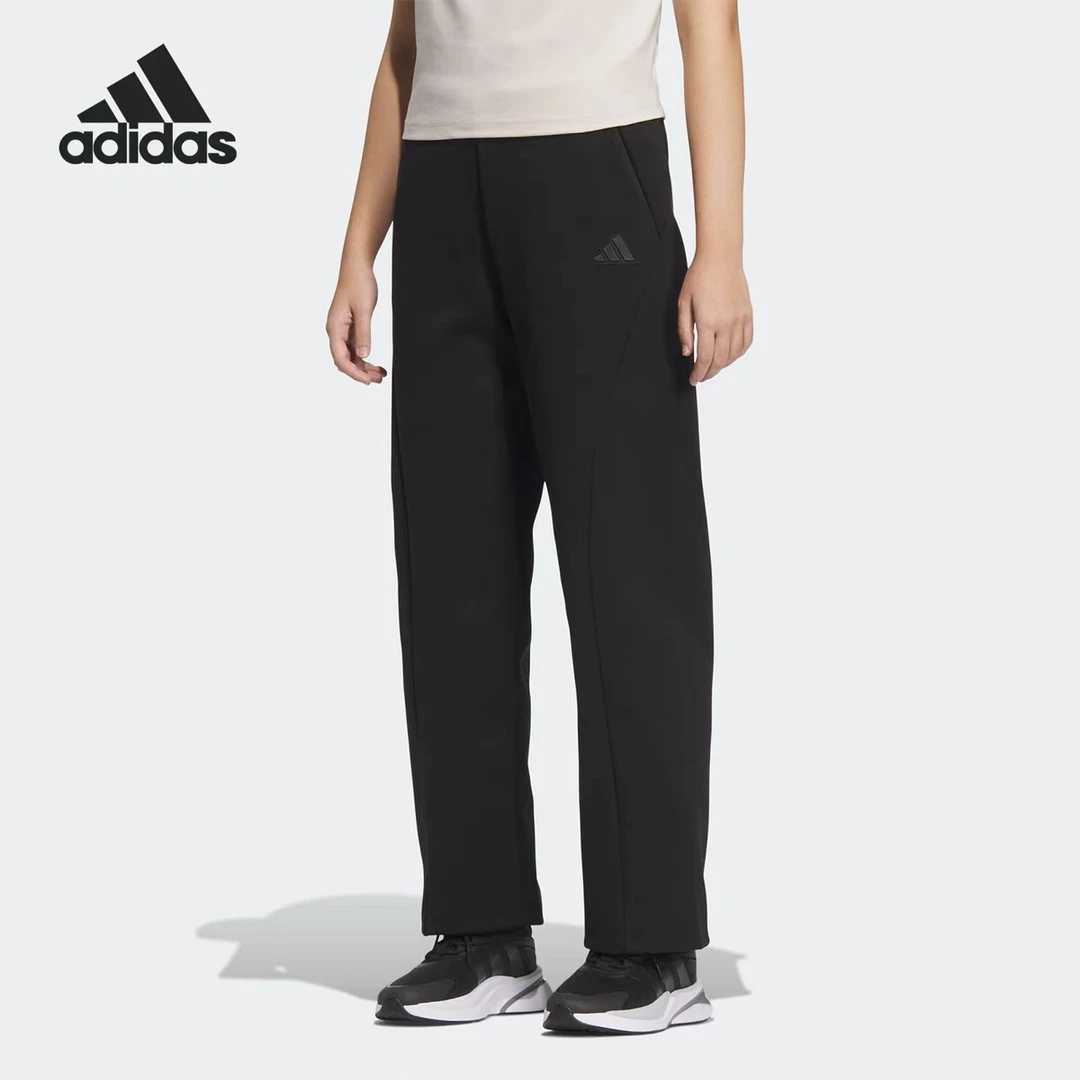 adidas/阿迪达斯2025春女士弹力后腰针织休闲直筒裤JZ1661