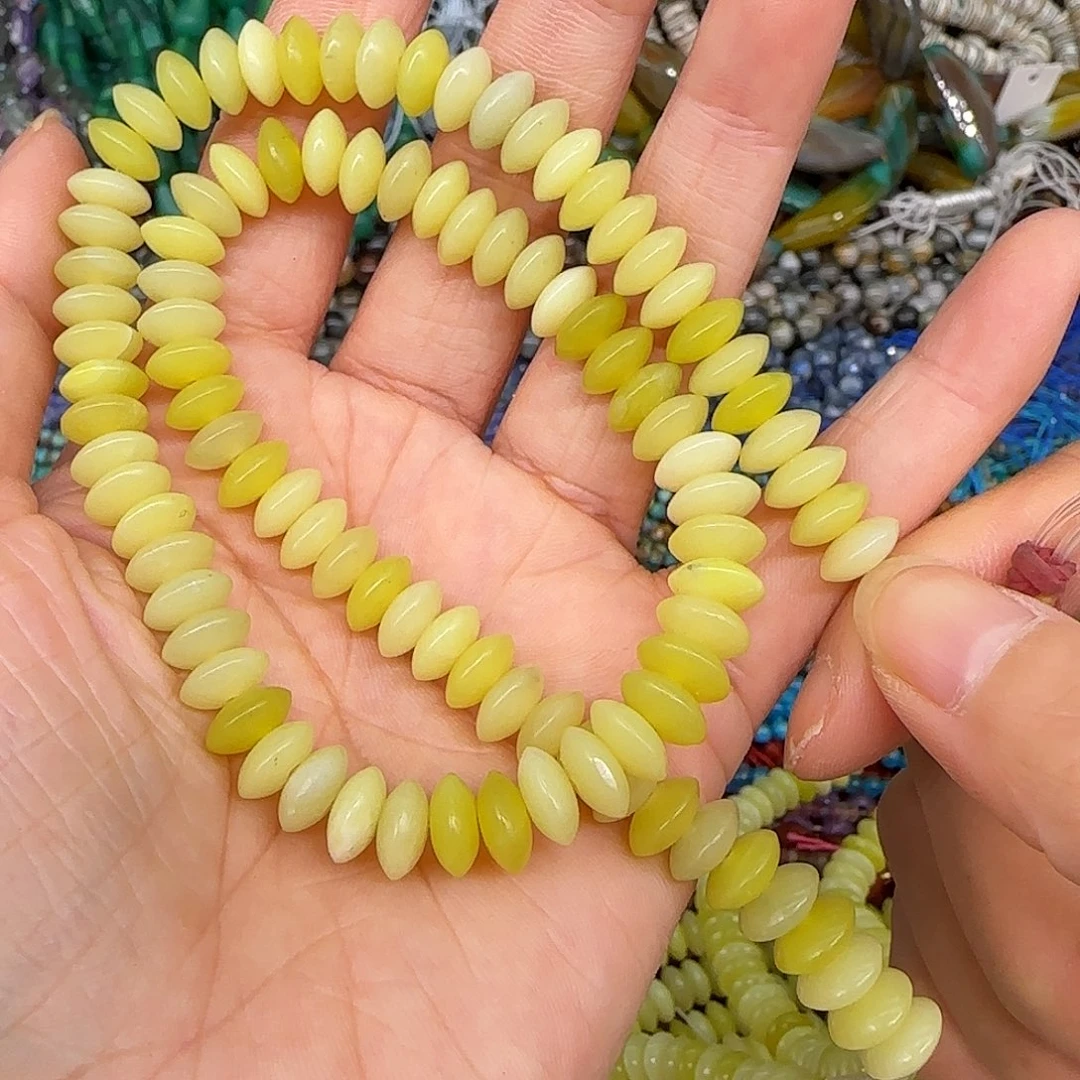 玛瑙/玉髓合金珠宝半成品岫玉8mm飞碟一条