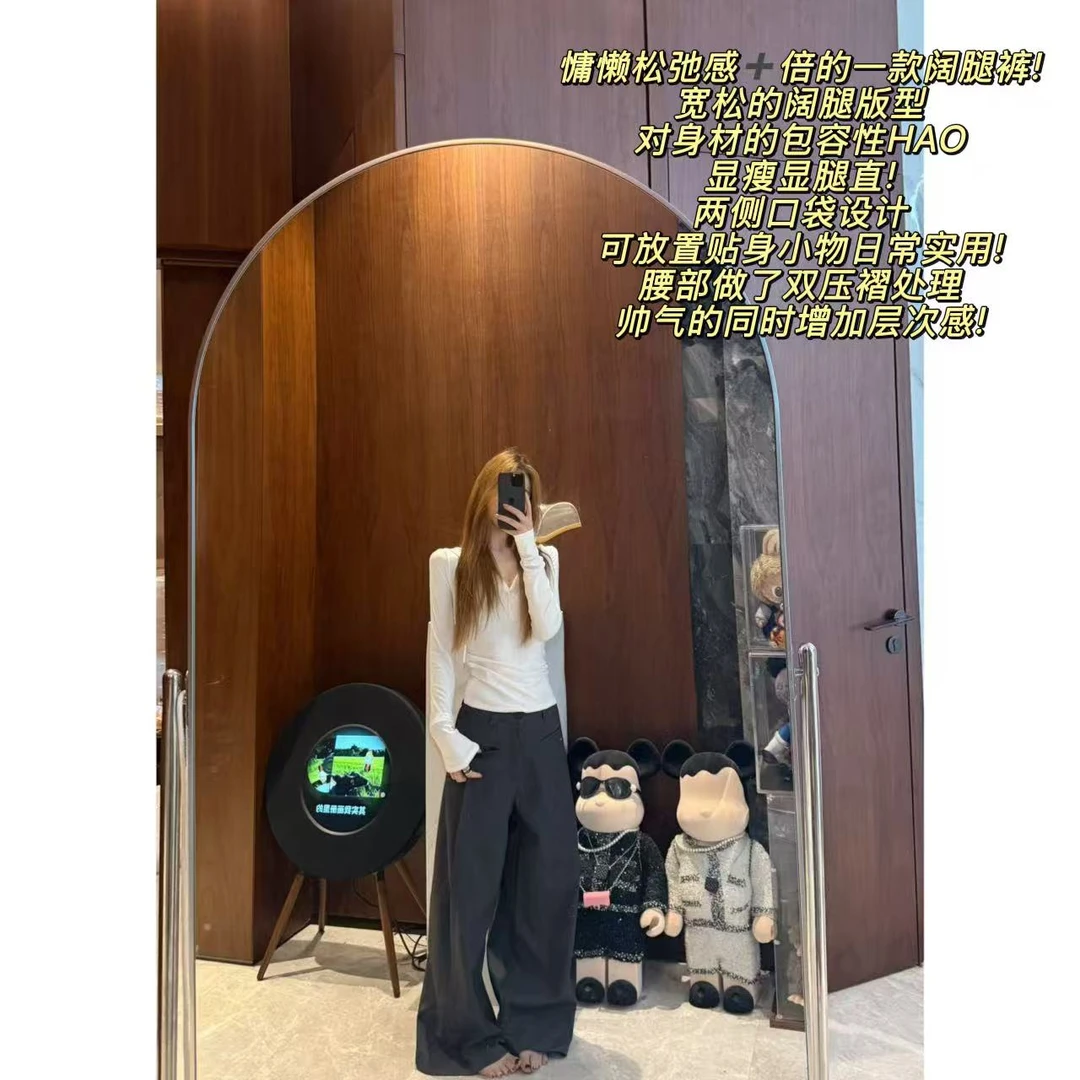 徐秋阳  双压褶西装裤    秋季新款百搭时尚休显白休闲裤1352