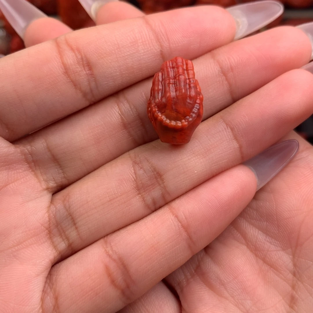南红玛瑙精工雕刻佛手12+未镶嵌